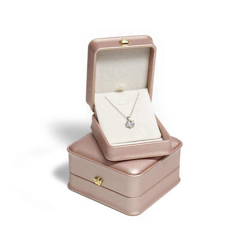 Pink PU Leather Jewelry Packaging Box Rectangle Shape with Rounded Corners for Ring Necklace Jewellery Gift Boxes