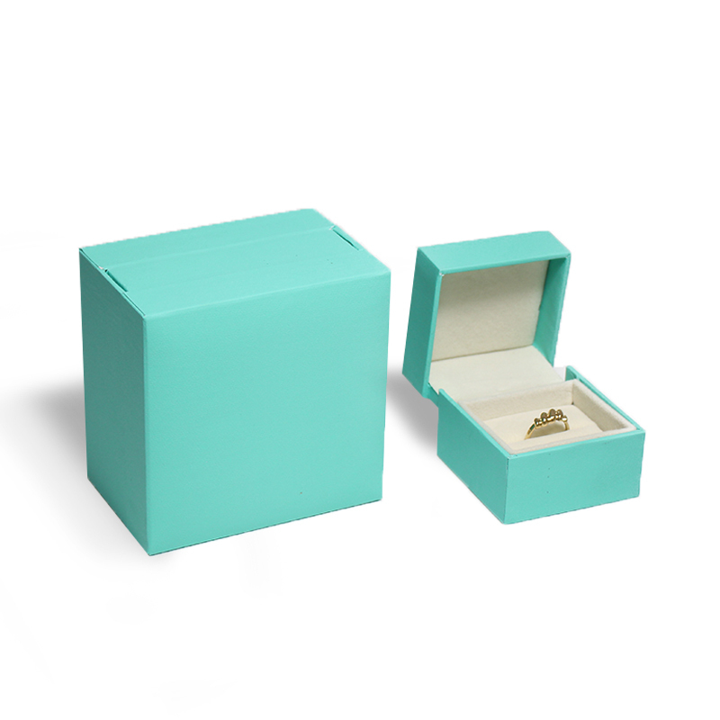 Eco-friendly Ring Box Blue Dislocation Flip Jewelry Packaging Customize Able Logo Pp Leather Material Necklace Box