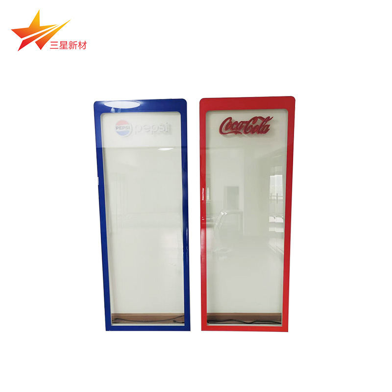 Coca-Cola beverage cooler glass door