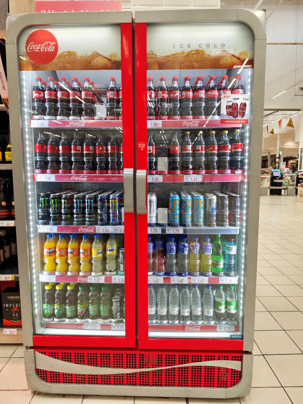 Coca-Cola beverage cooler glass door