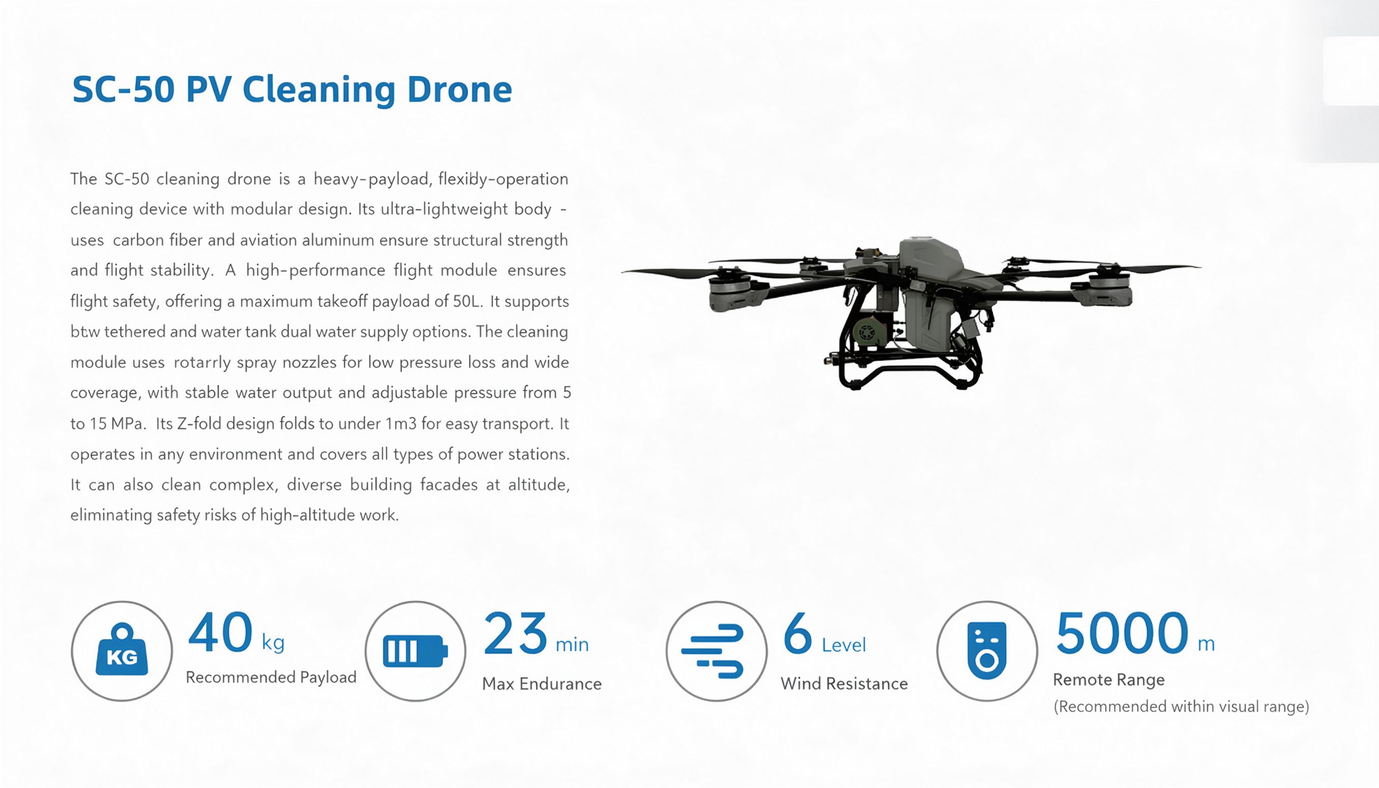 SC-50 PV cleanning Drone