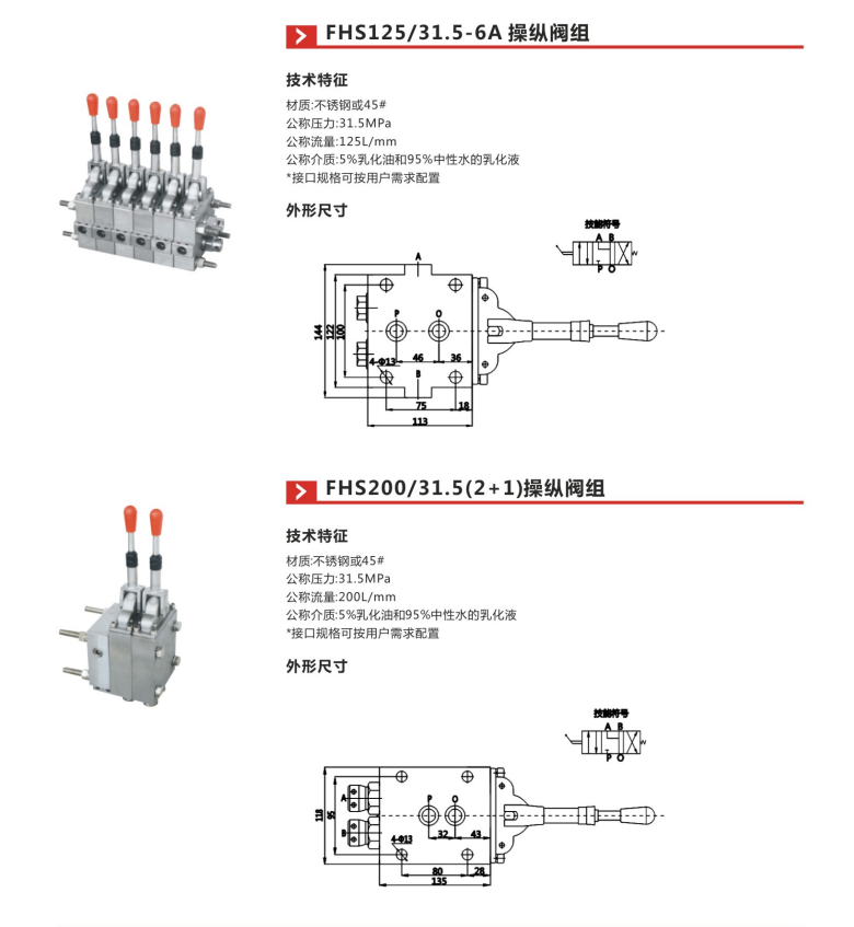 操纵阀组参数