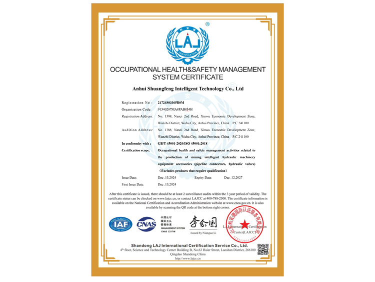 职业健康安全管理体系认证书-1