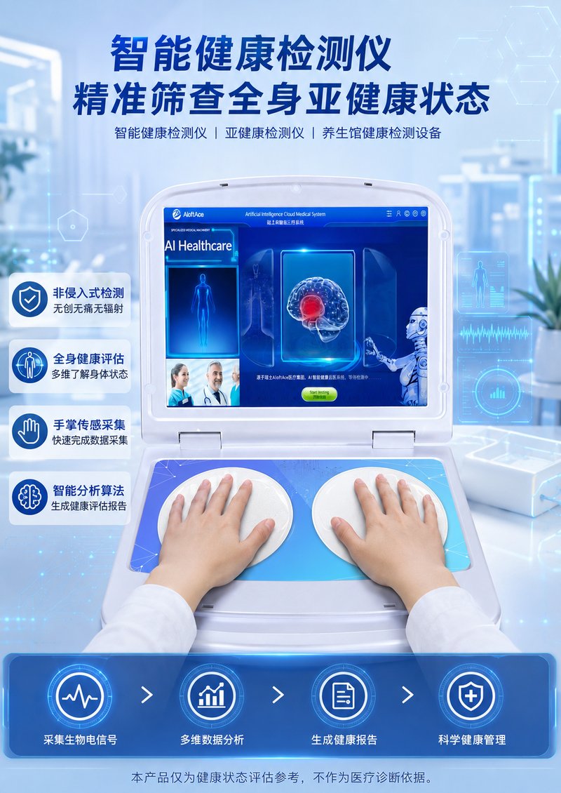 智能健康检测仪手掌传感、养生馆健康检测设备后台数据