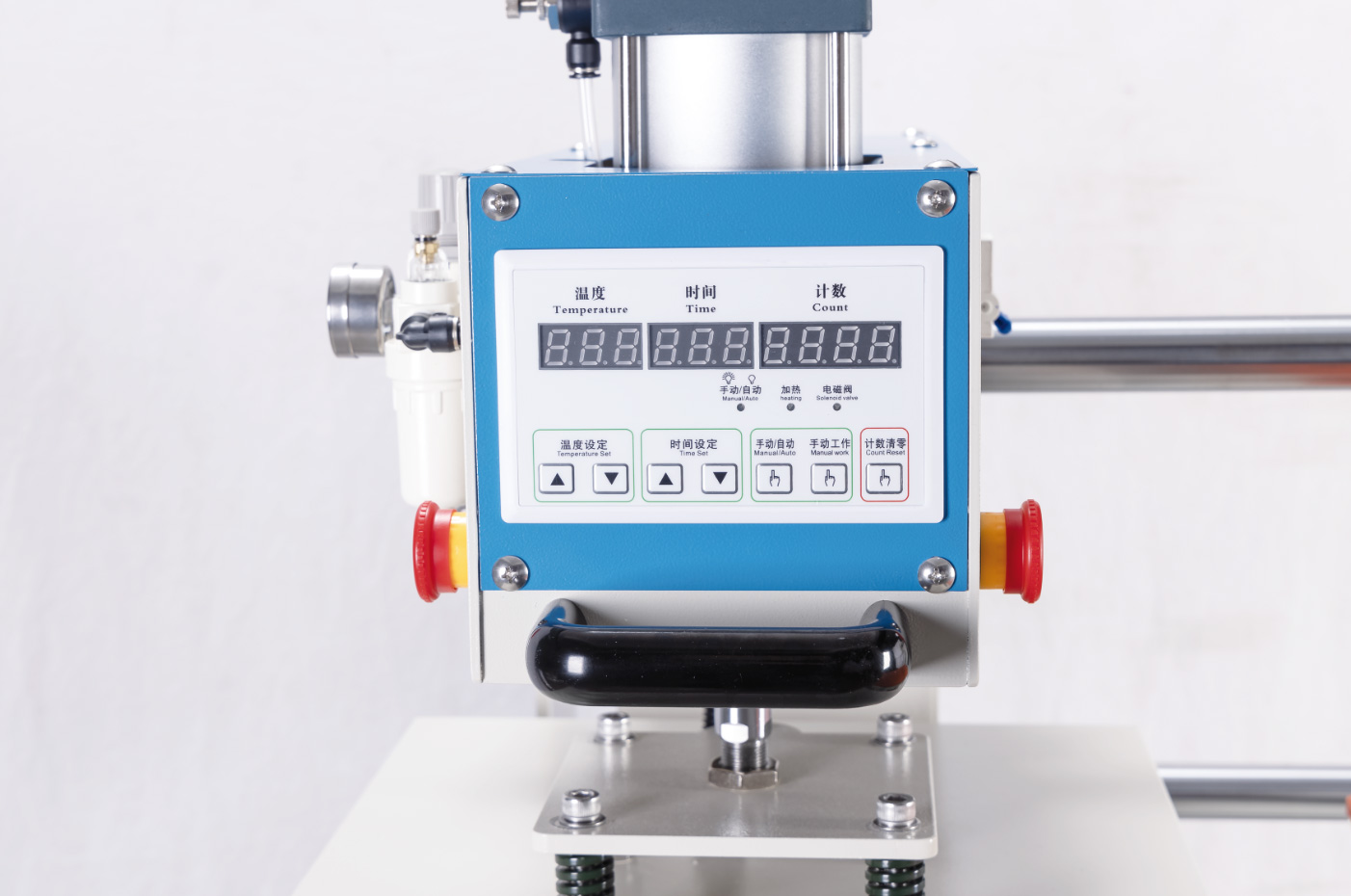 Up-sliding pneumatic double-station heat pressmachine for t-shirt (teflon heating plate)