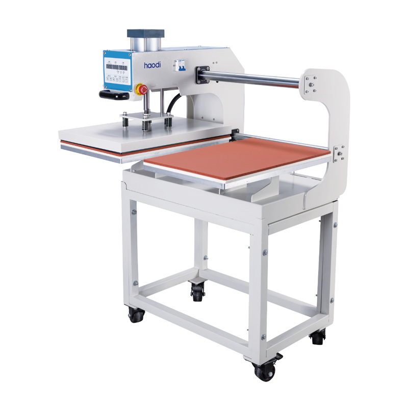 Up-sliding pneumatic double-station heat pressmachine for t-shirt (teflon heating plate)