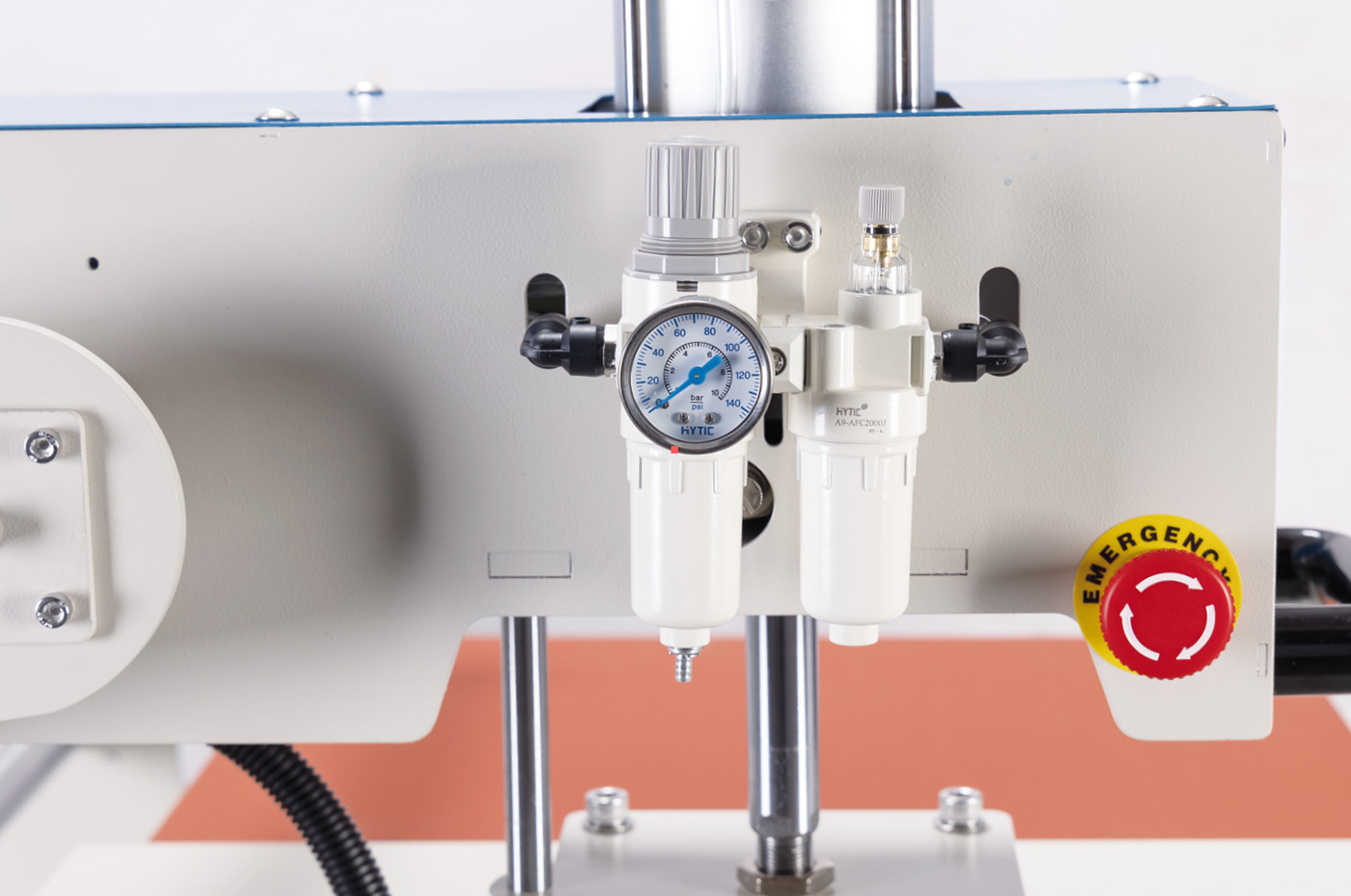 Up-sliding pneumatic double-station heat pressmachine for t-shirt (teflon heating plate)