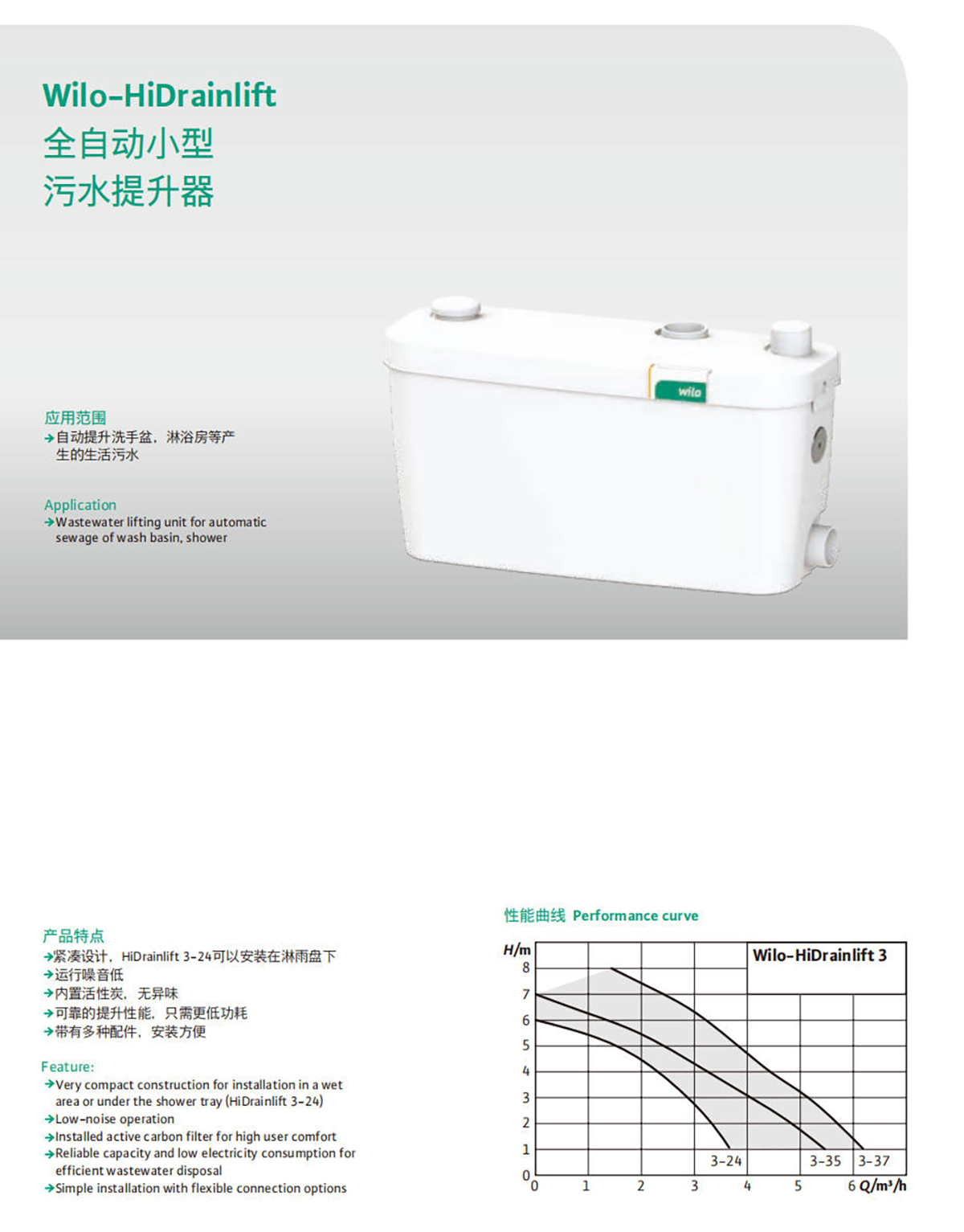 产品特点1-Wilo-HiDrainlift 全自动小型 污水提升器