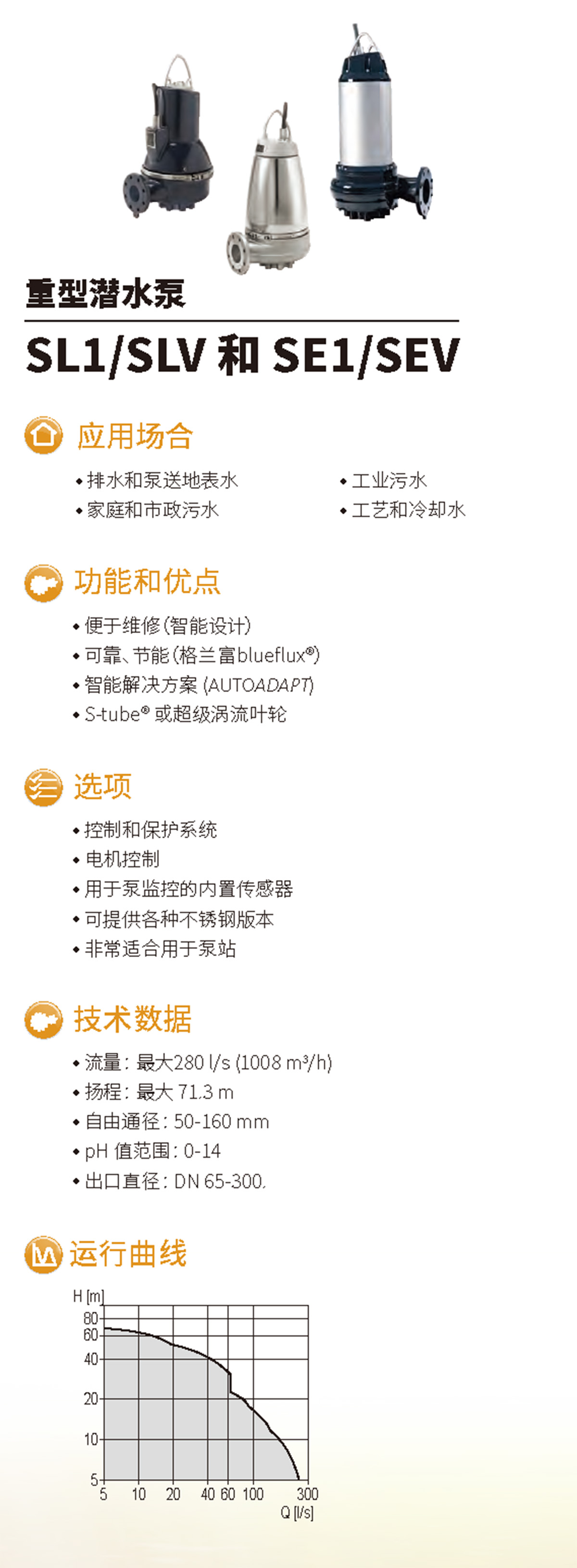 产品特点-重型潜水泵SL1_SLV 和 SE1_SEV