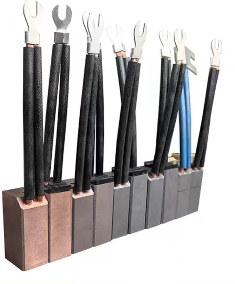 Carbon brushes of different materials