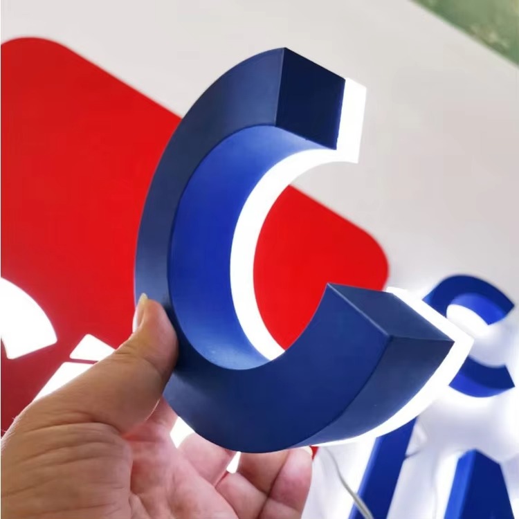 Custom 3D Backlit LED Logo Signs | Stainless Steel Halo-Lit Business Sign