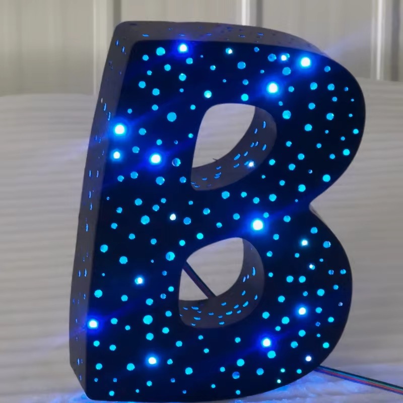 Custom 3D Starry Sky LED Metal Letters | Perforated Illuminated Shop Signboard