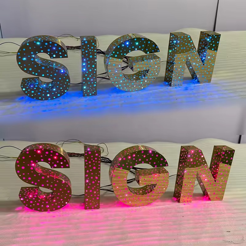 Custom 3D Starry Sky LED Metal Letters | Perforated Illuminated Shop Signboard