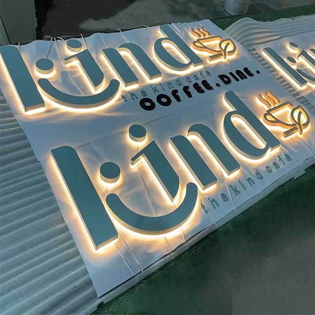 Custom 3D Backlit LED Logo Signs | Stainless Steel Halo-Lit Business Sign