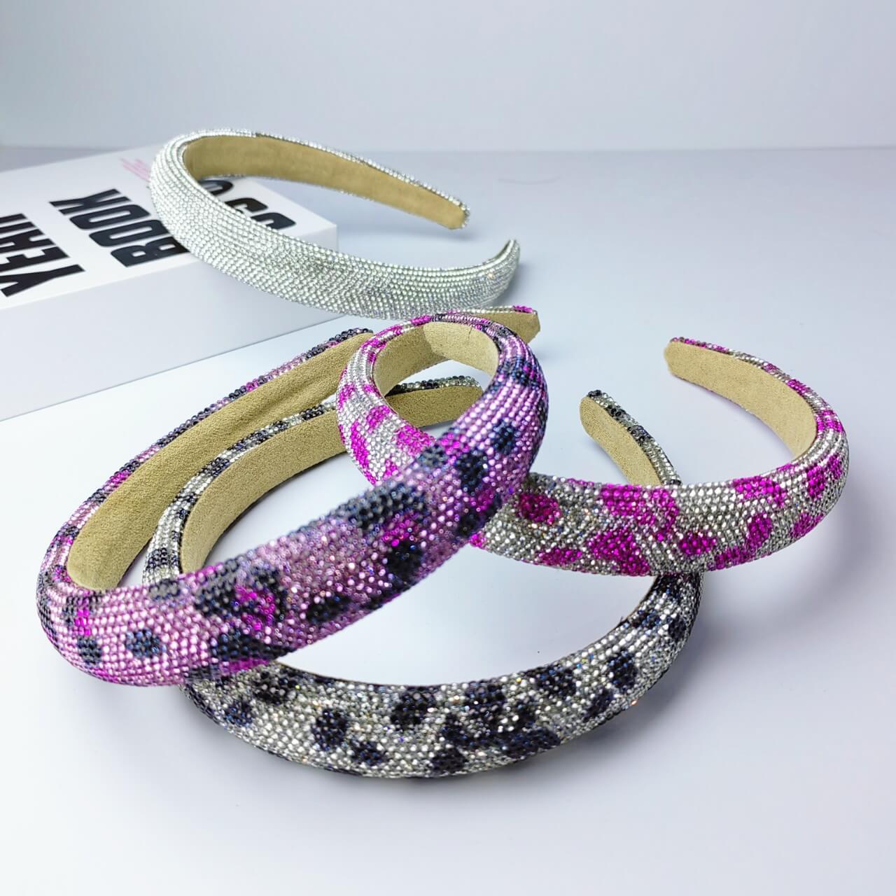 Wholesale Rhinestone Leopard Headband | Custom Wide Hair Hoop (OEM)