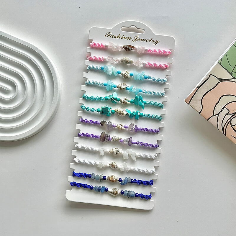 Wholesale Boho Beach Bracelet Sets (12Pcs) | Natural Shell & Stone (OEM)