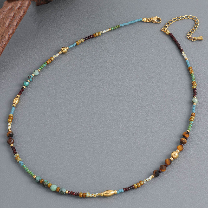Wholesale Custom Natural Gemstone & Seed Bead Choker (Model: TGI-0004)