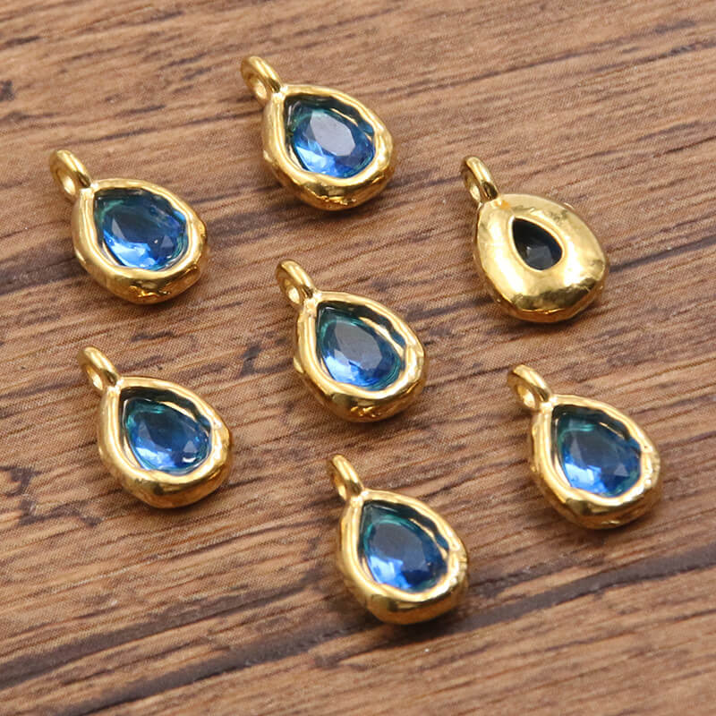 Wholesale 7x12mm Teardrop Birthstone Charms | Stainless Steel Pendants (OEM)
