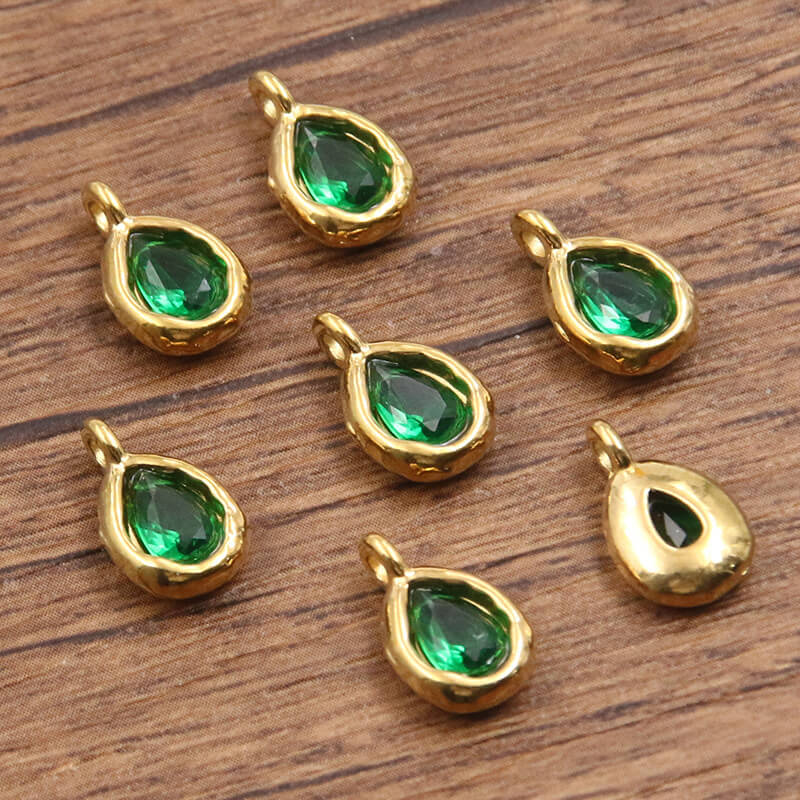 Wholesale 7x12mm Teardrop Birthstone Charms | Stainless Steel Pendants (OEM)