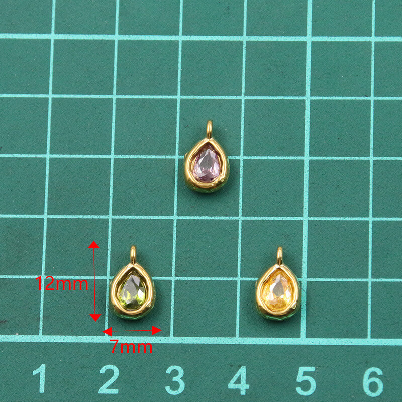 Wholesale Teardrop Birthstone Charms | Custom Gold Plated Stainless Steel Pendants (OEM)