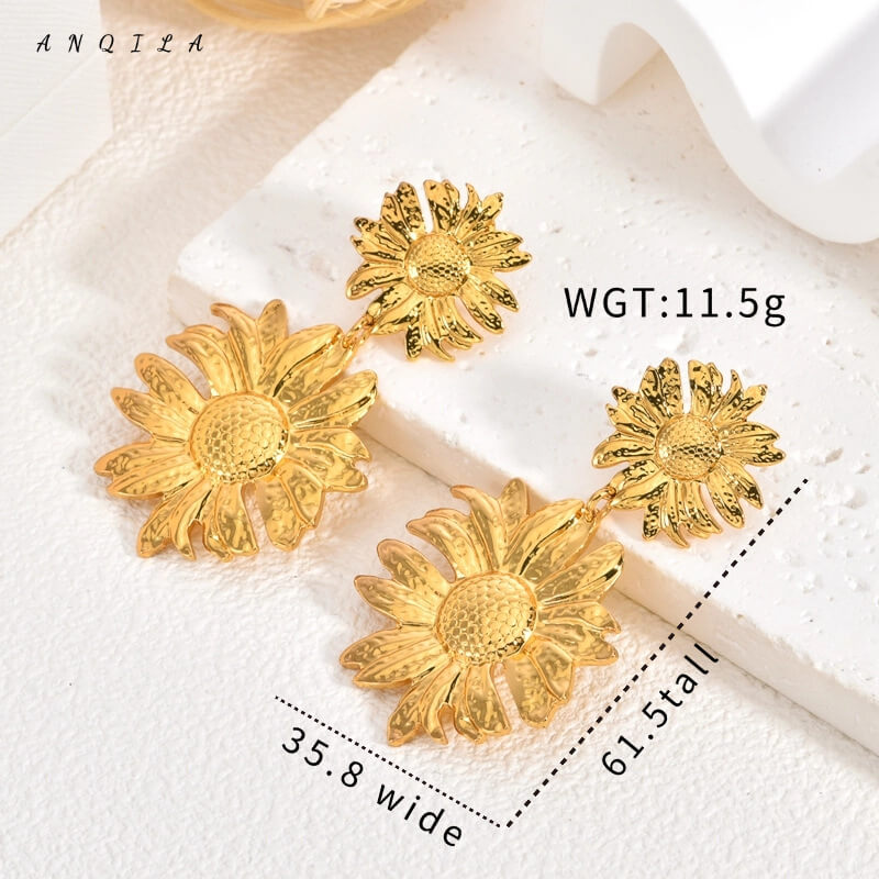 Wholesale 18K Gold PVD Stainless Steel Flower Earrings | Waterproof (OEM)