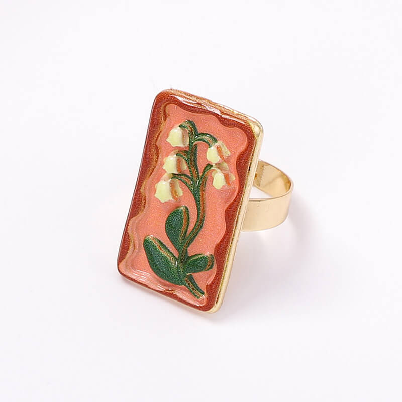 Wholesale Vintage Floral Enamel Ring | Zinc Alloy OEM/ODM