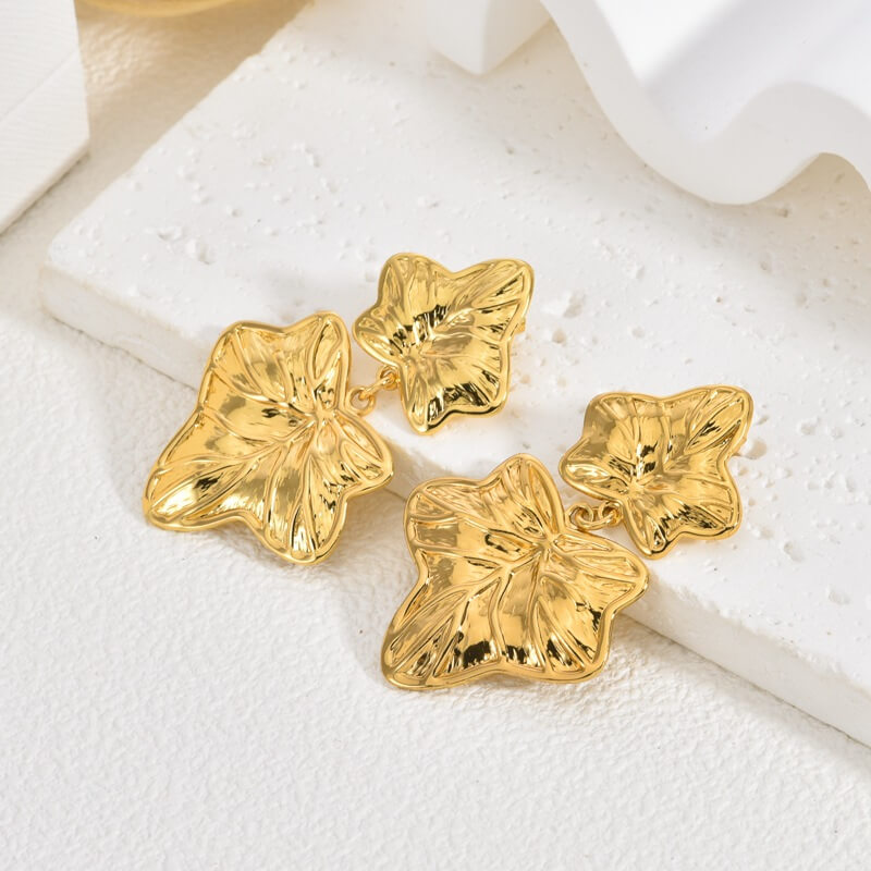 Wholesale 18K Gold PVD Stainless Steel Flower Earrings | Waterproof (OEM)