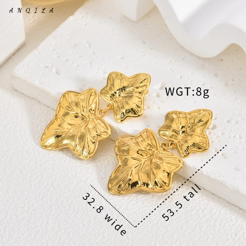 Wholesale 18K Gold PVD Stainless Steel Flower Earrings | Waterproof (OEM)