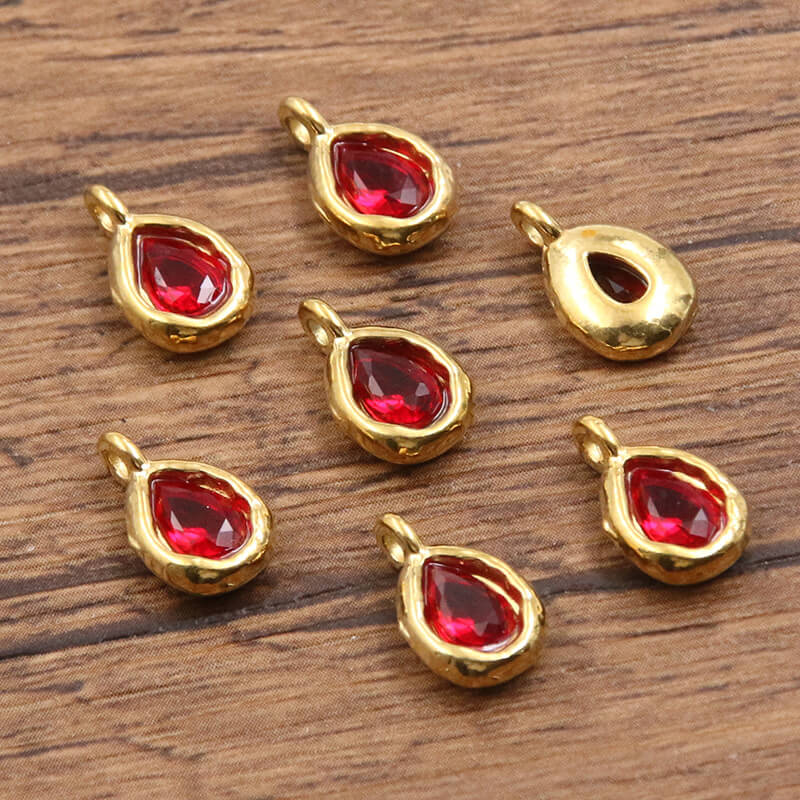 Wholesale 7x12mm Teardrop Birthstone Charms | Stainless Steel Pendants (OEM)