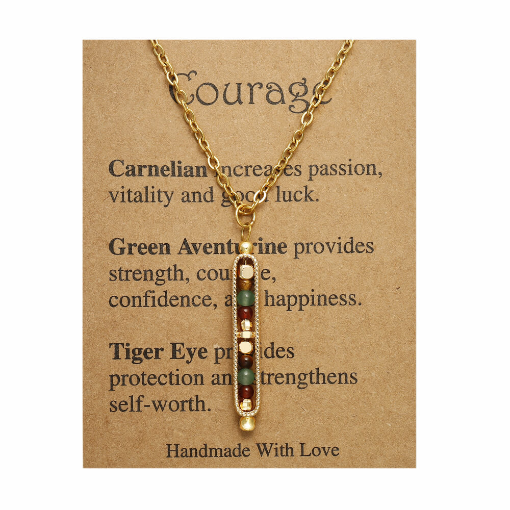 Wholesale Natural Stone Bar Necklace | Stainless Steel Gemstone Pendant (OEM)