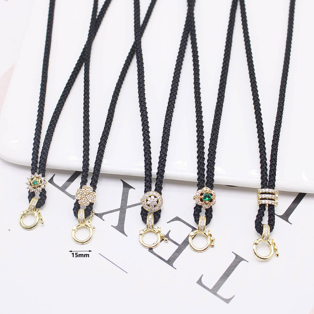 Wholesale Braided Pendant Necklace Cords | Custom Brass CZ Clasp (OEM)