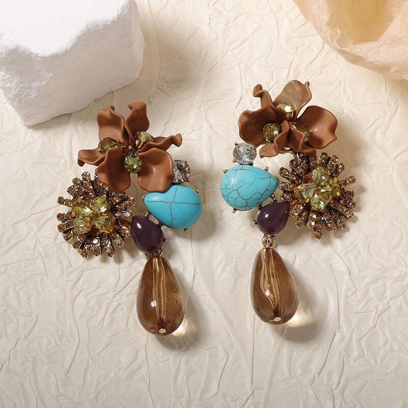 Wholesale Boho Resin Flower Drop Earrings | Zinc Alloy Statement Jewelry (OEM)