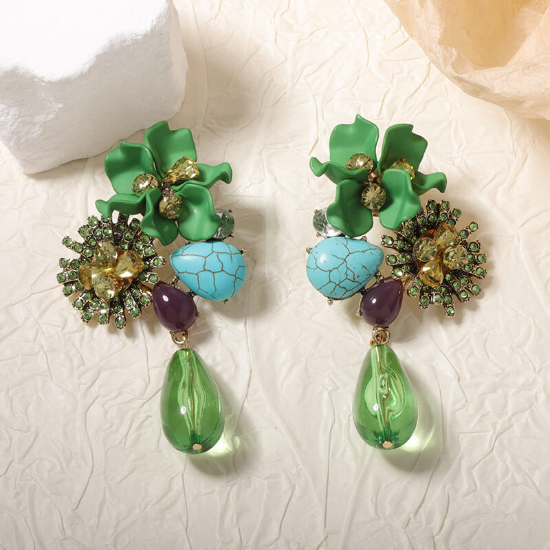 Wholesale Boho Resin Flower Drop Earrings | Zinc Alloy Statement Jewelry (OEM)