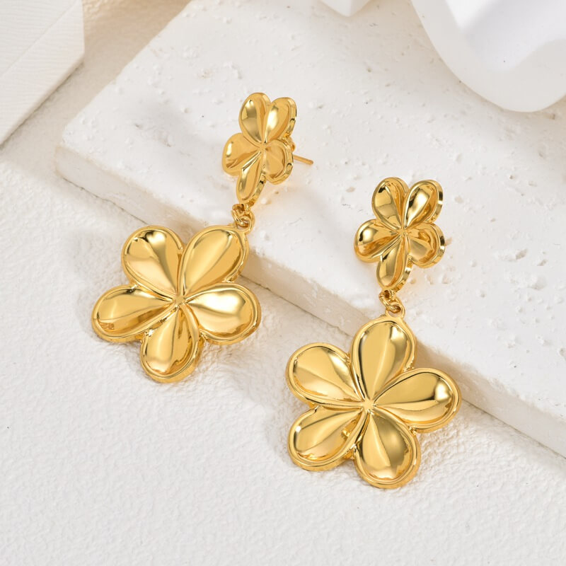 Wholesale 18K Gold PVD Stainless Steel Flower Earrings | Waterproof (OEM)