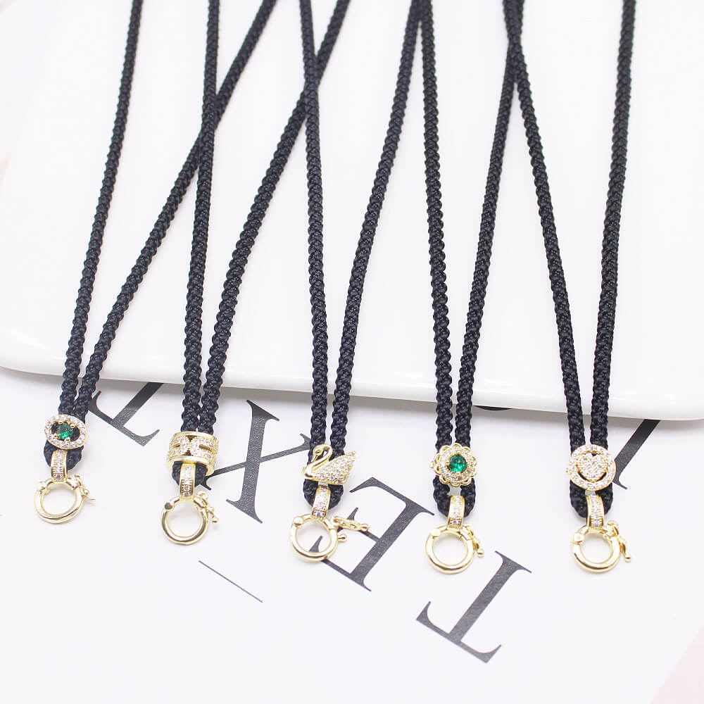 Wholesale Braided Pendant Necklace Cords | Custom Brass CZ Clasp (OEM)