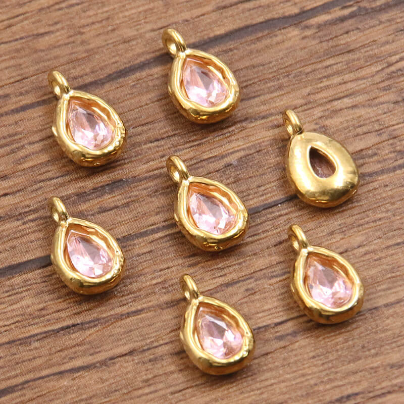 Wholesale 7x12mm Teardrop Birthstone Charms | Stainless Steel Pendants (OEM)