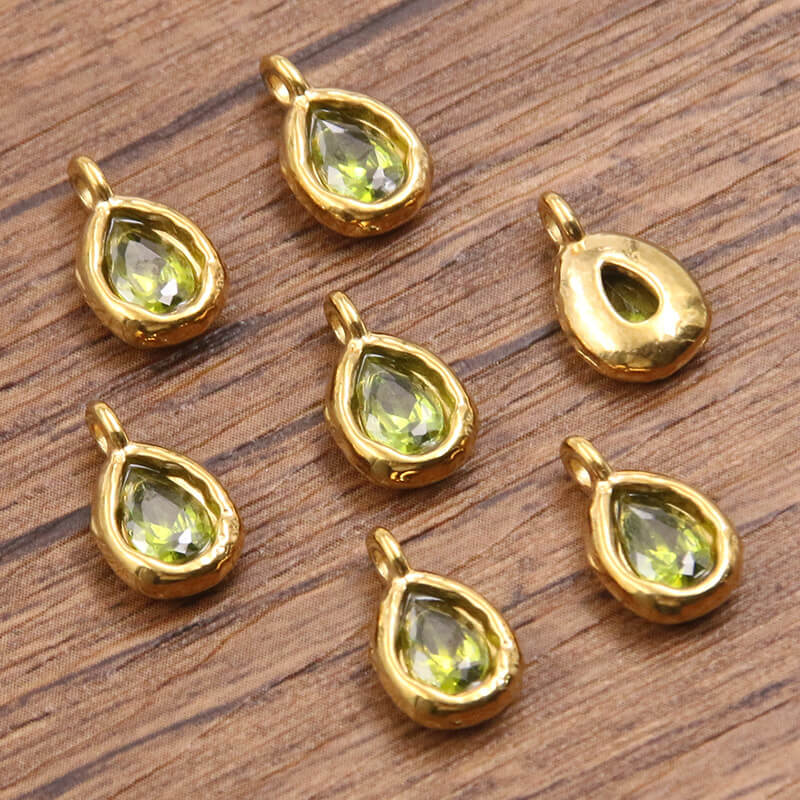 Wholesale 7x12mm Teardrop Birthstone Charms | Stainless Steel Pendants (OEM)