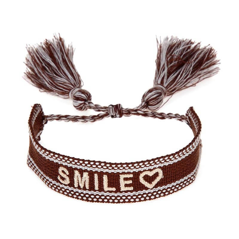 Wholesale Custom Embroidered Fabric Bracelet with Tassel (Model: TGI-0002)