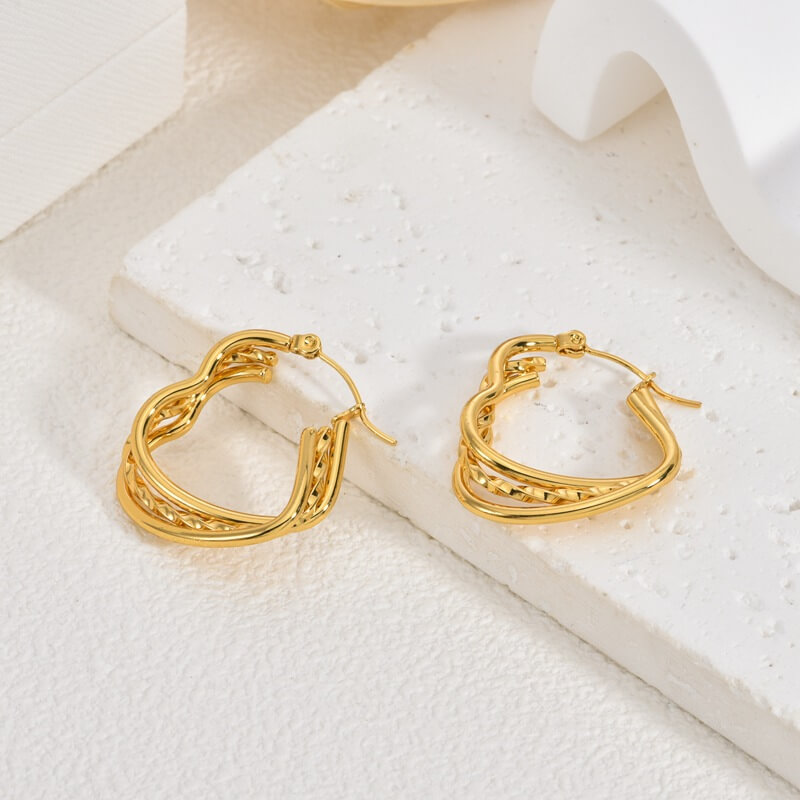 Wholesale Custom Multi-Layer Twist Stainless Steel Hoop Earrings (Model: TGI-0009)