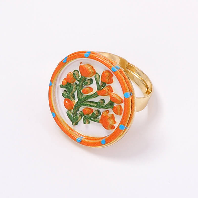 Wholesale Vintage Floral Enamel Ring | Zinc Alloy OEM/ODM