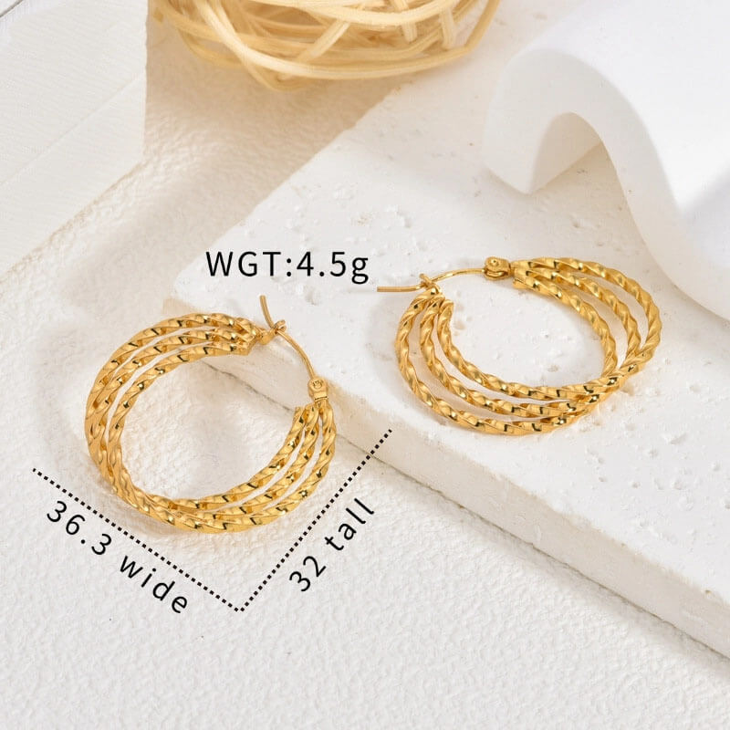 Wholesale Custom Multi-Layer Twist Stainless Steel Hoop Earrings (Model: TGI-0009)