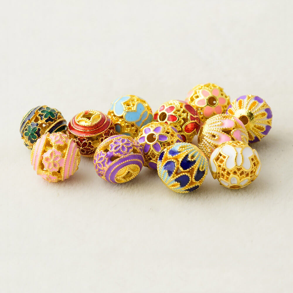 Wholesale 10mm Cloisonné Beads | Custom Enamel Alloy Spacer Beads (OEM)