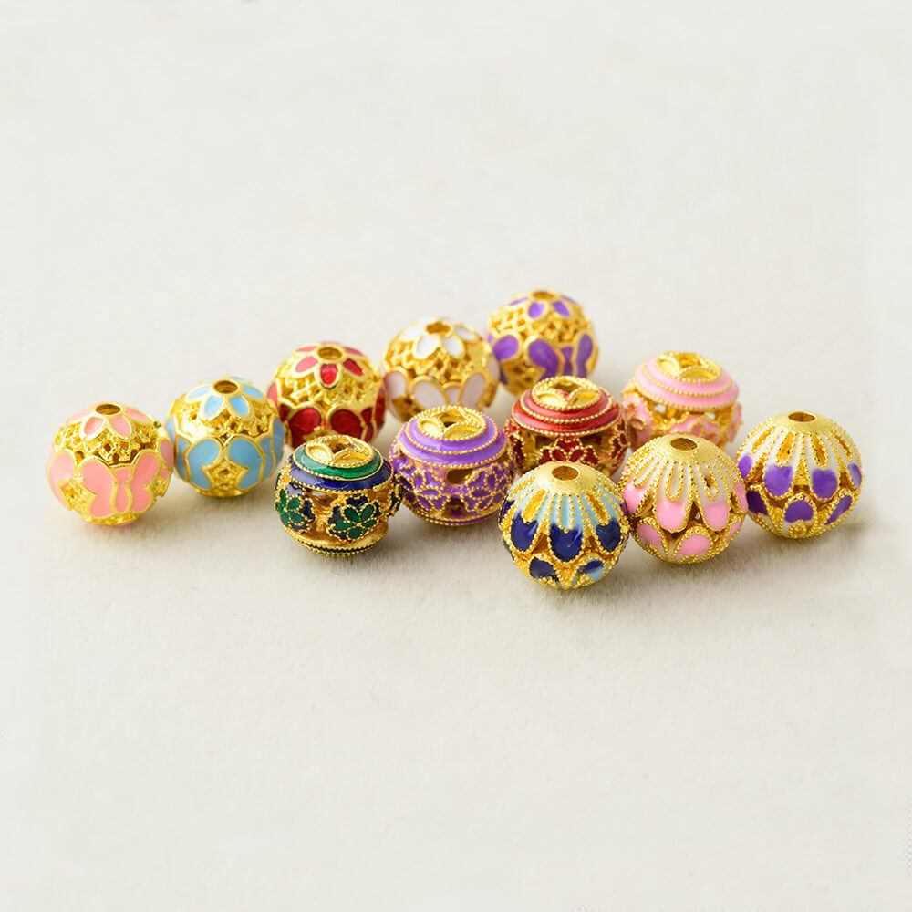 Wholesale 10mm Cloisonné Beads | Custom Enamel Alloy Spacer Beads (OEM)