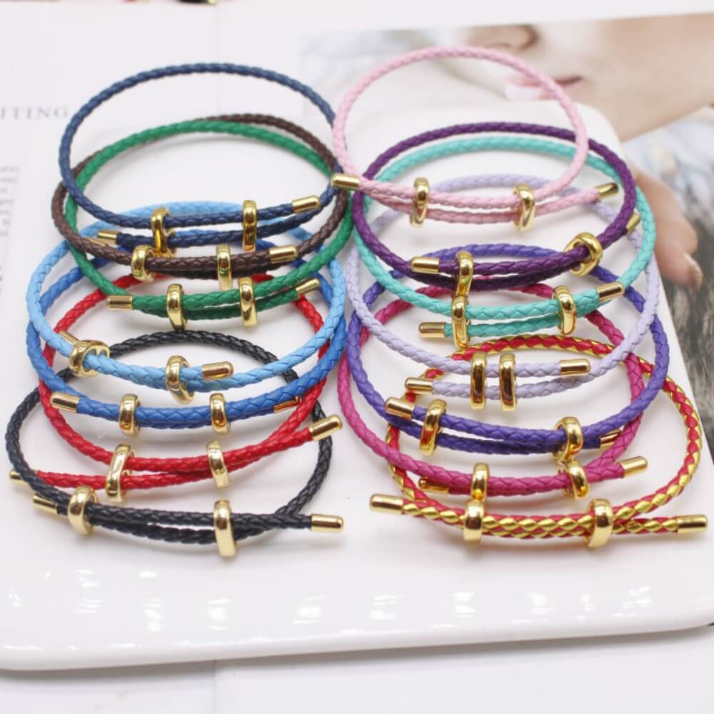 Wholesale 3mm Braided PU Leather Bracelets | Custom Charm Base (OEM/ODM)