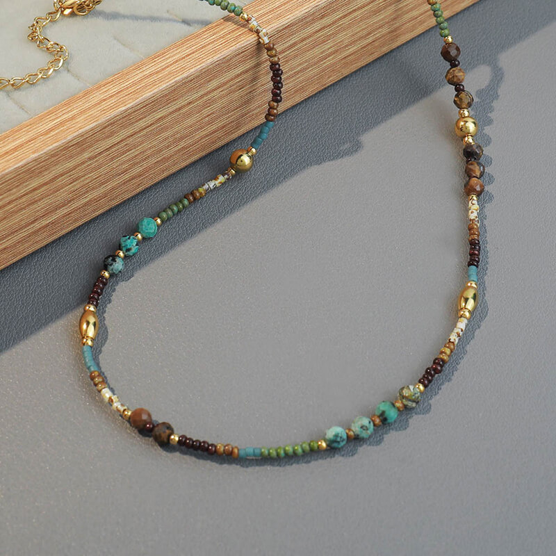 Wholesale Custom Natural Gemstone & Seed Bead Choker (Model: TGI-0004)