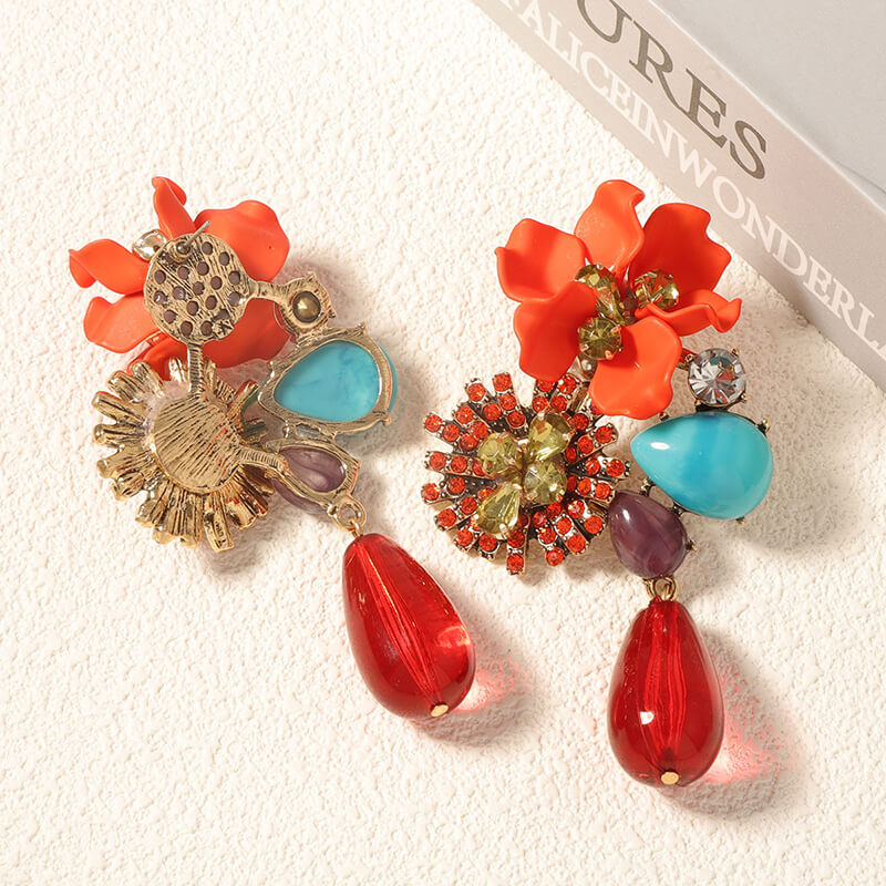 Wholesale Boho Resin Flower Drop Earrings | Zinc Alloy Statement Jewelry (OEM)