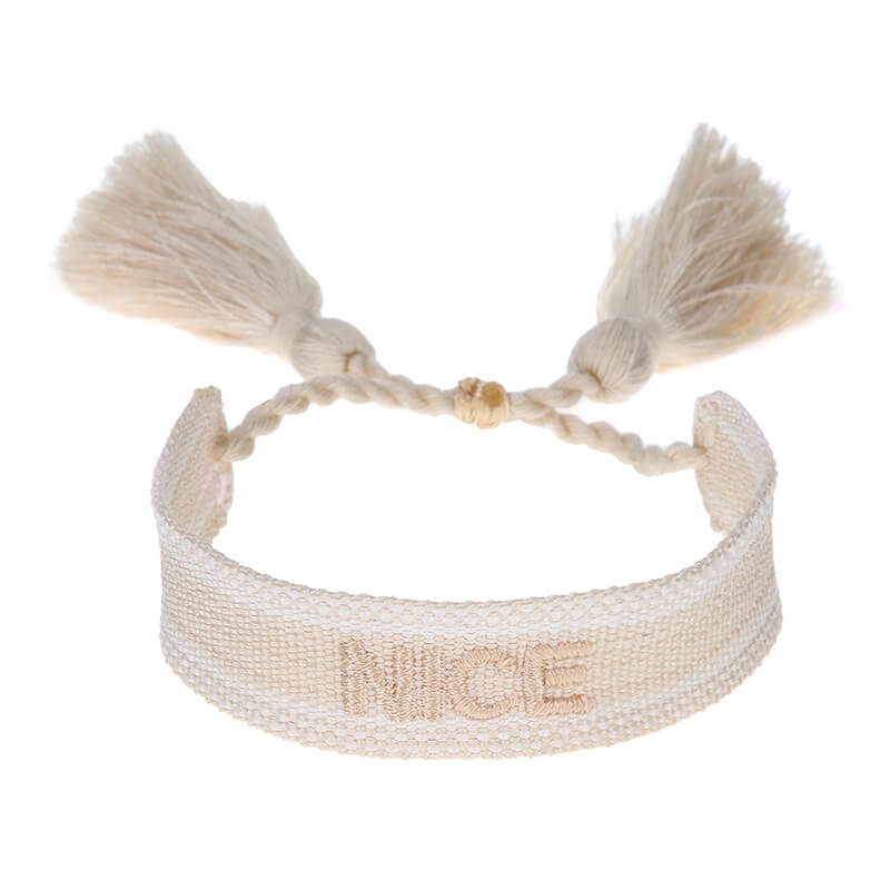 Wholesale Custom Embroidered Fabric Bracelet with Tassel (Model: TGI-0002)