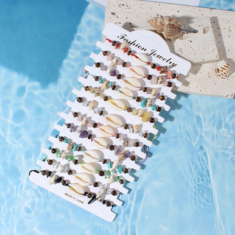 Wholesale Boho Beach Bracelet Sets (12Pcs) | Natural Shell & Stone (OEM)