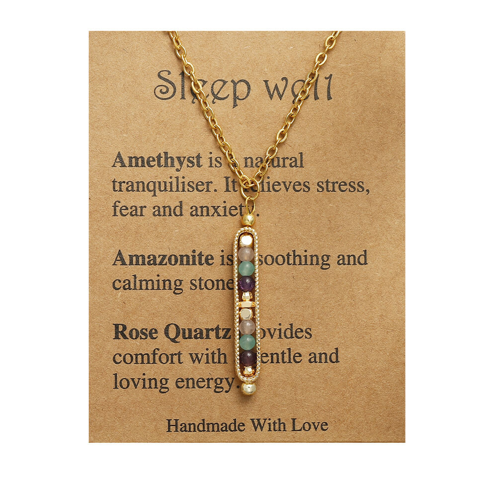 Wholesale Natural Stone Bar Necklace | Stainless Steel Gemstone Pendant (OEM)