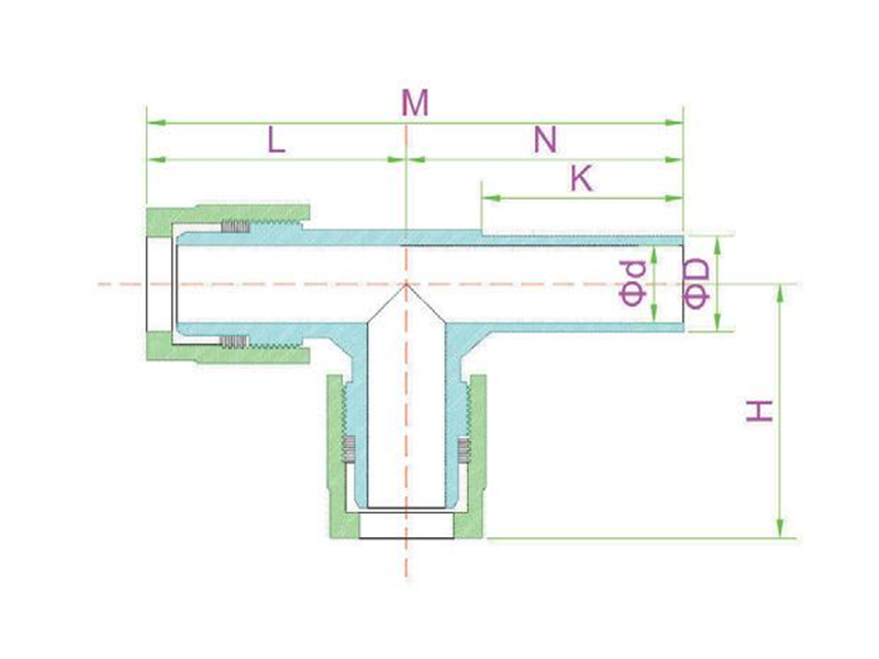 5焊接扩口接头防松动三通c型2